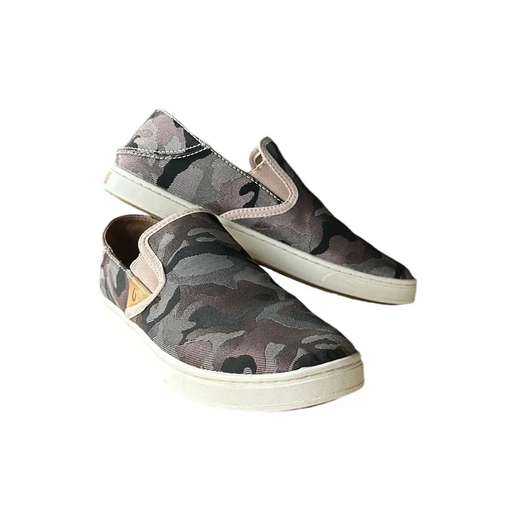 Olukai Pehuea Pa’i Soft Pink Camo Slip-on Convertible Sneaker Sz 7